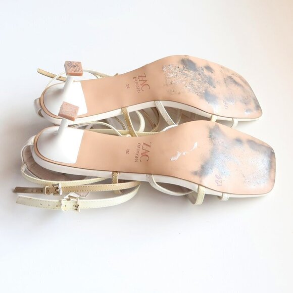 Zac Posen Angie White Patent Leather Strappy Square Toe Sandals Summer Shoes 8 - Picture 14 of 16
